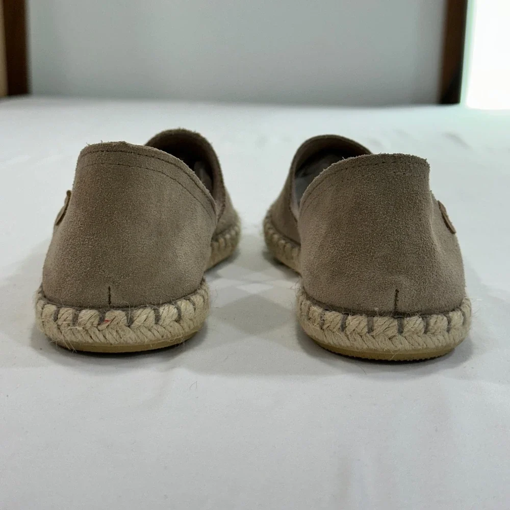 Verbenas Carmen Espadrille Womens 39‎ Brown Suede Leather Flat | Coastal Boho